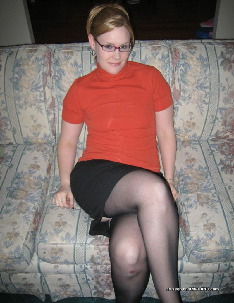 Sexy Porno Galleries -- JizzOnMyGF Blonde Babe In Black Stockings Mini Skirt Giving a Blowjob image photo